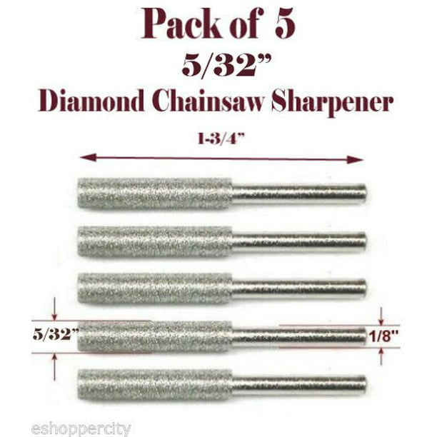 5 Pc 5/32 Diamond Chainsaw Sharpener Burr Stone File For Craftsman Echo Ryobi